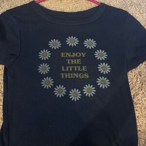 American Eagle Outfitters Black Tee with Daisy Graphic